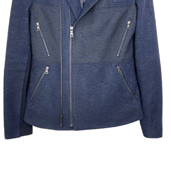 BCBGMAXAZRIA Darin Tweed Moto Military Style Jacket Coat Blue Black XS - Picture 5 of 9